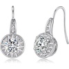 image:imageEVEVIC Austrian Crystal Halo Round Drop Dangle Earrings for Women 14K Gold Plated Hypoallergenic Earring Trendy Jewelry GiftsWhite Crystal Silver Tone