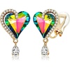 image:imageEVEVIC Austrian Crystal Heart Clip on Earrings for Women Trendy Halo Teardrop 14K Gold Plated Hypoallergenic Non Piercing Comfortable Jewelry GiftVitrail Medium