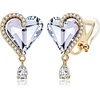 image:imageEVEVIC Austrian Crystal Heart Clip on Earrings for Women Trendy Halo Teardrop 14K Gold Plated Hypoallergenic Non Piercing Comfortable Jewelry GiftWhite Clear