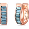 image:imageEVEVIC Austrian Crystal Huggie Hoop Earrings for Women Trendy Hypoallergenic 14K Small Rose Gold Plated Hoops Earring Jewelry GiftsBlue