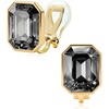 image:imageEVEVIC Austrian Crystal Octagon Clip On Earrings for Women Fashion 14K Gold Plated Non Pierced for Sensitive Ears Jewelry GiftsBlack