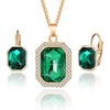 image:imageEVEVIC Austrian Crystal Octagon Pendant Necklaces Earrings Set for Women 14K Gold Plated Hypoallergenic Fashion Jewelry Sets Emerald