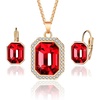 image:imageEVEVIC Austrian Crystal Octagon Pendant Necklaces Earrings Set for Women 14K Gold Plated Hypoallergenic Fashion Jewelry Sets Red