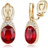 image:imageEVEVIC Austrian Crystal Oval Drop Clip On Earrings for Women Trendy 14K Gold Plated Hypoallergenic Non Piercing Dainty Fashion Earrings Comfortable Jewelry GiftRed
