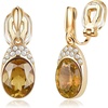 image:imageEVEVIC Austrian Crystal Oval Drop Clip On Earrings for Women Trendy 14K Gold Plated Hypoallergenic Non Piercing Dainty Fashion Earrings Comfortable Jewelry GiftTopaz