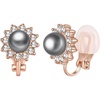 image:imageEVEVIC Austrian Crystal Pearl Clip On Earrings for Women Non Pierced Earings 14K Gold Plated Hypoallergenic JewelryBlack Pearl GoldTone