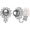 image:imageEVEVIC Austrian Crystal Pearl Clip On Earrings for Women Non Pierced Earings 14K Gold Plated Hypoallergenic JewelryBlack Pearl SilverTone