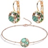 image:imageEVEVIC Austrian Crystal Rhinestone Leverback Drop Earrings and Bracelet Set for Women 14K Gold Plated Dainty Colorful Charm Jewelry Gift Green Opal