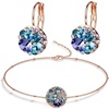 image:imageEVEVIC Austrian Crystal Rhinestone Leverback Drop Earrings and Bracelet Set for Women 14K Gold Plated Dainty Colorful Charm Jewelry Gift Purple