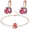 image:imageEVEVIC Austrian Crystal Rhinestone Leverback Drop Earrings and Bracelet Set for Women 14K Gold Plated Dainty Colorful Charm Jewelry Gift Red