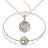 image:imageEVEVIC Austrian Crystal Rhinestone Necklace and Bracelet Set for Women 14K Gold Plated Dainty Colorful Charm Jewelry Gift Green Opal