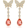 image:imageEVEVIC Austrian Crystal Teardrop Butterfly Dangle Stud Earrings for Women 14K Gold Plated Drop Earring Hypoallergenic Jewelry GiftsPadparadscha