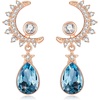 image:imageEVEVIC Austrian Crystal Teardrop Moon Star Celestial Dangle Earrings for Women 14K Rose Gold Plated Hypoallergenic Drop Earring Jewelry GiftsAquamarine