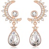 image:imageEVEVIC Austrian Crystal Teardrop Moon Star Celestial Dangle Earrings for Women 14K Rose Gold Plated Hypoallergenic Drop Earring Jewelry GiftsWhite