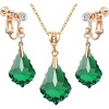image:imageEVEVIC Austrian Crystals Baroque Pendant Necklace Earrings for Women 14K Gold Plated Hypoallergenic Clip On Drop Dangle Earrings Jewelry Set Emerald