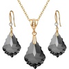 image:imageEVEVIC Austrian Crystals Baroque Pendant Necklace Earrings for Women 14K Gold Plated Hypoallergenic Hook Drop Dangle Earrings Jewelry Set Black