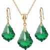 image:imageEVEVIC Austrian Crystals Baroque Pendant Necklace Earrings for Women 14K Gold Plated Hypoallergenic Hook Drop Dangle Earrings Jewelry Set Emerald
