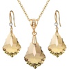 image:imageEVEVIC Austrian Crystals Baroque Pendant Necklace Earrings for Women 14K Gold Plated Hypoallergenic Hook Drop Dangle Earrings Jewelry Set Light Topaz