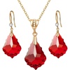image:imageEVEVIC Austrian Crystals Baroque Pendant Necklace Earrings for Women 14K Gold Plated Hypoallergenic Hook Drop Dangle Earrings Jewelry Set Red