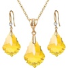image:imageEVEVIC Austrian Crystals Baroque Pendant Necklace Earrings for Women 14K Gold Plated Hypoallergenic Hook Drop Dangle Earrings Jewelry Set Yellow