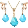 image:imageEVEVIC Austrian Crystals Baroque Pendant Necklace Earrings for Women 14K Gold Plated Hypoallergenic Jewelry SetAqua
