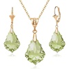 image:imageEVEVIC Austrian Crystals Baroque Pendant Necklace Earrings for Women 14K Gold Plated Hypoallergenic Jewelry SetGreen
