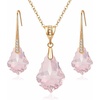 image:imageEVEVIC Austrian Crystals Baroque Pendant Necklace Earrings for Women 14K Gold Plated Hypoallergenic Leverback Drop Dangle Earrings Jewelry Set