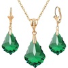 image:imageEVEVIC Austrian Crystals Baroque Pendant Necklace Earrings for Women 14K Gold Plated Hypoallergenic Leverback Drop Dangle Earrings Jewelry Set Emerald