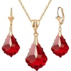 image:imageEVEVIC Austrian Crystals Baroque Pendant Necklace Earrings for Women 14K Gold Plated Hypoallergenic Leverback Drop Dangle Earrings Jewelry Set Red