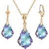 image:imageEVEVIC Austrian Crystals Baroque Pendant Necklace Earrings for Women 14K Gold Plated Hypoallergenic Leverback Drop Dangle Earrings Jewelry Set Vitrail Light