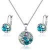 image:imageEVEVIC Austrian Crystals Round Disc Pendant Necklace Earrings for Women 14K Gold Plated Hypoallergenic Jewelry SetsBlue Green CrystalsSilvertone