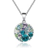 image:imageEVEVIC Austrian Crystals Round Disc Pendant Necklaces for Women Fashion 14K Gold Plated Hypoallergenic Dainty JewelryBlue Green CrystalsSilvertone