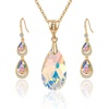 image:imageEVEVIC Austrian Crystals Teardrop Pendant Necklace and Earrings Sets for Women 14K Gold Plated Hypoallergenic Jewelry GiftsAurora Borealis