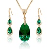image:imageEVEVIC Austrian Crystals Teardrop Pendant Necklace and Earrings Sets for Women 14K Gold Plated Hypoallergenic Jewelry GiftsEmerald