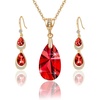 image:imageEVEVIC Austrian Crystals Teardrop Pendant Necklace and Earrings Sets for Women 14K Gold Plated Hypoallergenic Jewelry GiftsRed