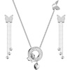 image:imageEVEVIC Butterfly Necklace and Dangle Earrings Set for Women  14K GoldPlated Stainless SteelAdjustable Lobster Clasp Gift For WomenStyleB Silvertone