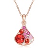 image:imageEVEVIC Dainty Austrian Crystals Pearshaped Pendant Necklaces for Women Fashion 14K Gold Plated Hypoallergenic JewelryRed Main CrystalRose Goldtone