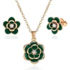 image:imageEVEVIC Dainty Flower Pendant Necklace Earrings for Women 14K Gold Plated Hypoallergenic Jewelry SetsGreen Rose Goldtone