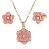 image:imageEVEVIC Dainty Flower Pendant Necklace Earrings for Women 14K Gold Plated Hypoallergenic Jewelry SetsPink Rose Goldtone