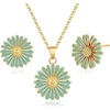 image:imageEVEVIC Daisy Flower Necklace Earrings Set for Women 18K Gold Plated Hypoallergenic Jewelry SetsAqua GreenRose Goldtone