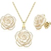 image:imageEVEVIC Enamel Rose Necklace and Earrings Jewelry Set for Women  14K Gold PlatedRose Represent Love Gratitude PridAdjustable Chain FitElegant Sets for Daily and Party WearGift BoxWhite
