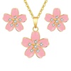image:imageEVEVIC Fashion Cherry Blossom Necklace Earrings Set for Women 18K Gold Plated Hypoallergenic Sakura Flower Jewelry Set PinkPink