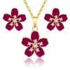 image:imageEVEVIC Fashion Cherry Blossom Necklace Earrings Set for Women 18K Gold Plated Hypoallergenic Sakura Flower Jewelry Set PinkPurple