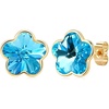 image:imageEVEVIC Flower Austrian Crystal Cute Stud Earrings for Women  14K Gold PlatedFlower Crystal with Playful CharmSecure Butterfly BackLight Up Daily OutfitsGift Box IncludedTeal Blue