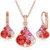 image:imageEVEVIC Multicolored Austrian Crystal Fan Earrings and Necklace Sets for Women 14K Gold Plated Leverback Dangle Drop Earrings Jewelry GiftsRed Main CrystalRose Goldtone