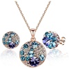 image:imageEVEVIC Multicolored Austrian Crystal Stud Earrings and Necklace Sets for Women Fashion Hypoallergenic Jewelry Set GiftsPurple Main CrystalRose Goldtone