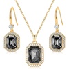 image:imageEVEVIC Octagon Austrian Crystal Necklace and Earrings Jewelry Set for Women  14K GoldPlatedOctagonCut Crystal with CZ Halo ShineAdjustable Chain FitElegant Sets for Weddings and GalasGift BoxBlack Crystal