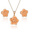 image:imageEVEVIC Rose Flower Necklace Earrings Set for Women 18K Gold Plated Hypoallergenic Jewelry Sets