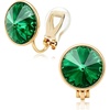 image:imageEVEVIC Round Austrian Crystal Clip On Earrings for Women  14K Gold PlatedSilicone Comfort PadPerfect for Dance Competitions and PromsGift Box IncludedEmerald Green