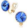 image:imageEVEVIC Round Austrian Crystal Clip On Earrings for Women  14K Gold PlatedSilicone Comfort PadPerfect for Dance Competitions and PromsGift Box IncludedBermuda Blue